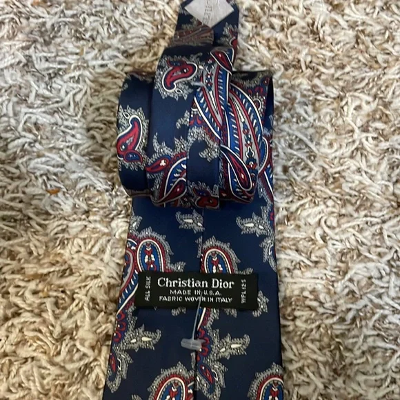 Christian Dior Blue Red & White Paisley All Silk Tie - Picture 3 of 16
